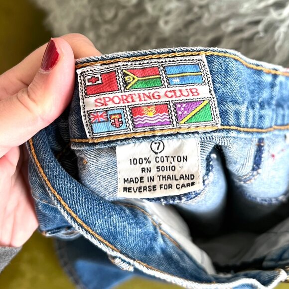 Vintage Medium Wash Denim High Waisted Zip Around Jean Mini Skirt XS - Picture 5 of 5